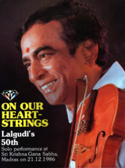 On our heart-strings - Lalgudi's 50th Solo performance at Sri Krishna Gana Sabha, Madras on 21.12.1986 (title page), &copy; Gnadonaya Press Madras, 1986 - (53K)